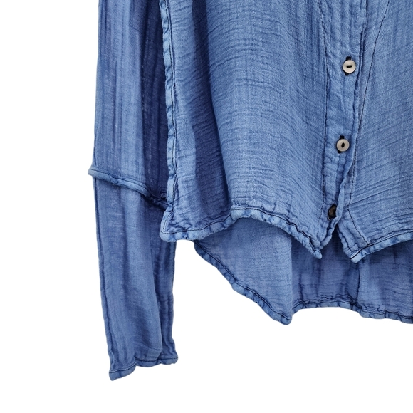 Cynthia Ashby Women's Gauze Asymmetrical Lagenlook Button Front Shirt - M - Picture 4 of 8